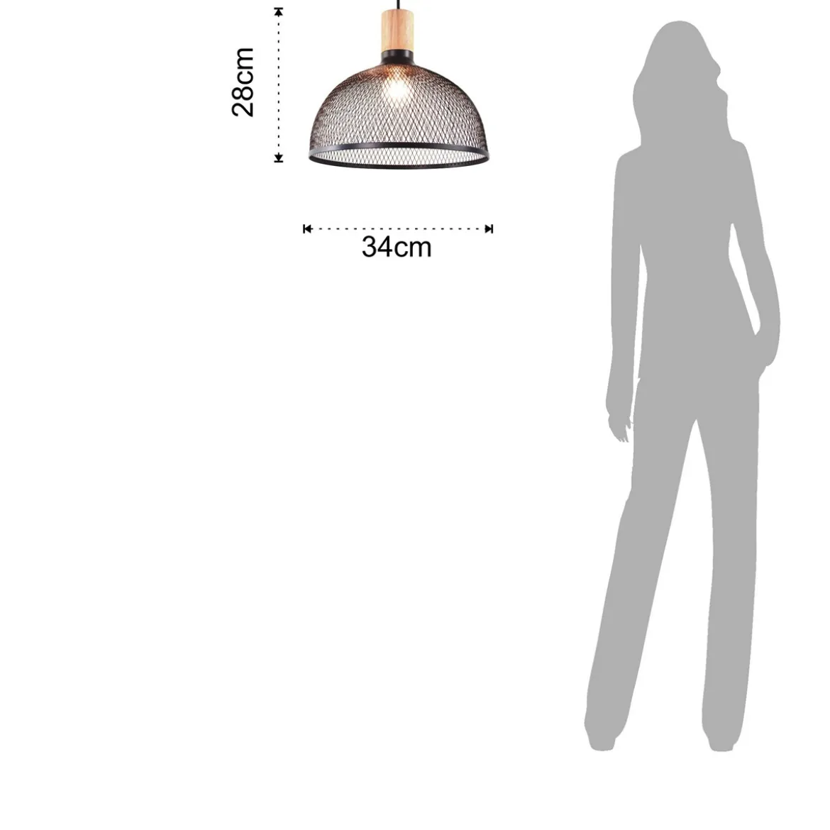 Cap lampadario in metallo nero opaco filo regolabile d34 h28 cm