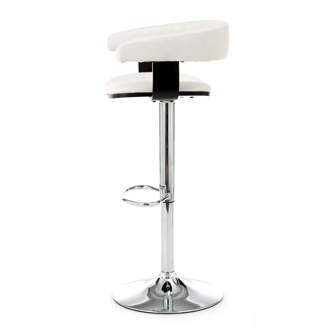 Casting white sgabello regolabile pelle sintetica bianco e metallo cromato 54x46xh82-102 cm