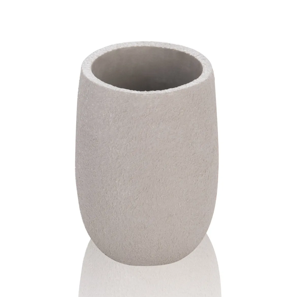 Cement bicchiere portaspazzolini in poliresina effetto cemento colore grigio 7x7 h9.7 cm