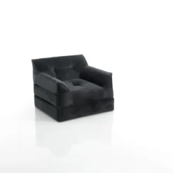 Chaise longue dark g poltrona rivestimento 100% cotone grigio scuro 90x90xh75