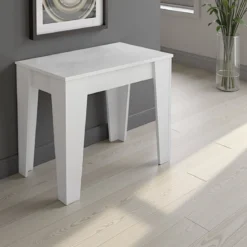 Charlie white tavolo / consolle allungabile finitura larice bianco con 6 prolunghe 54-306x90 cm