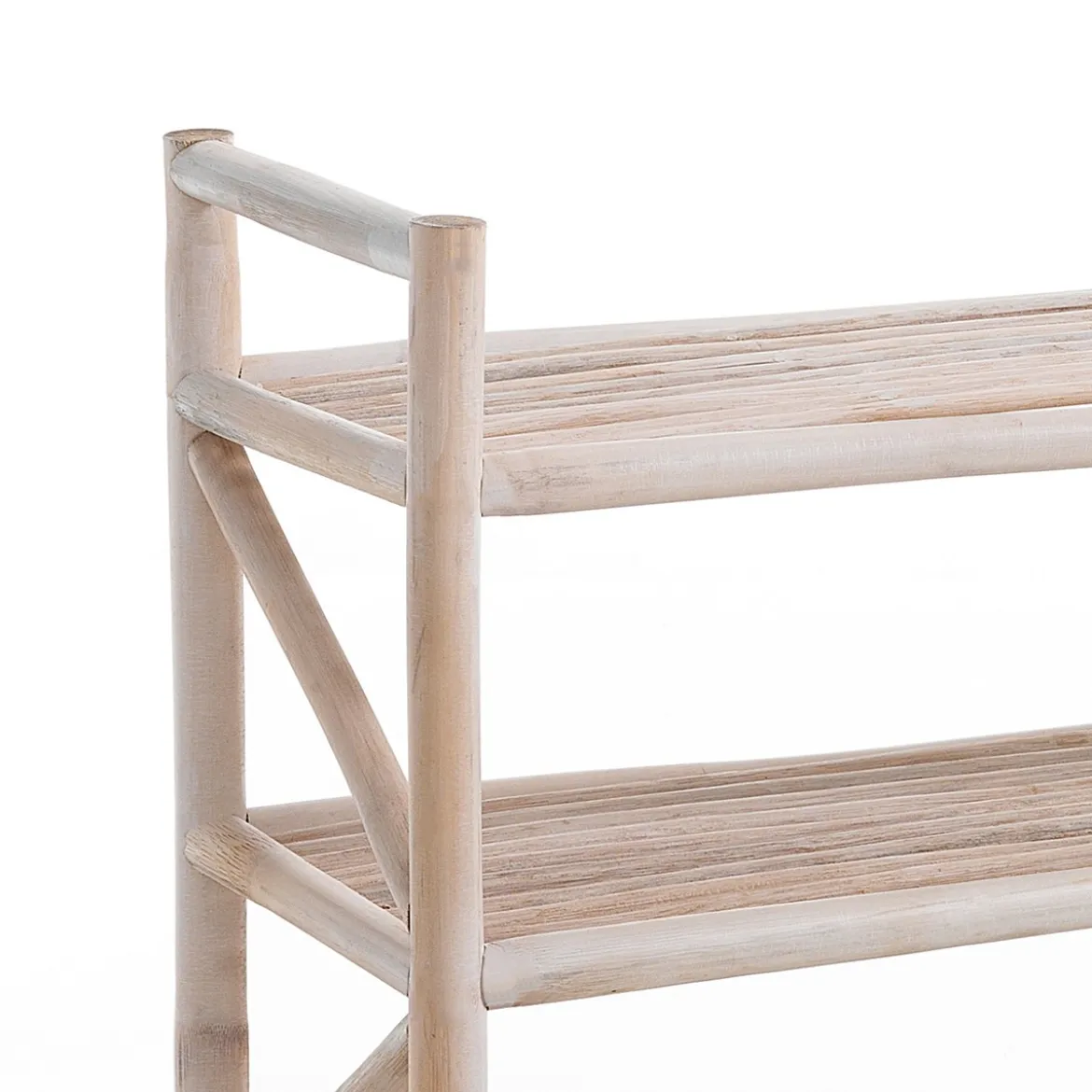 Charu scaffale / libreria 4 ripiani vasto in rattan sbiancato 65x23xh75 cm