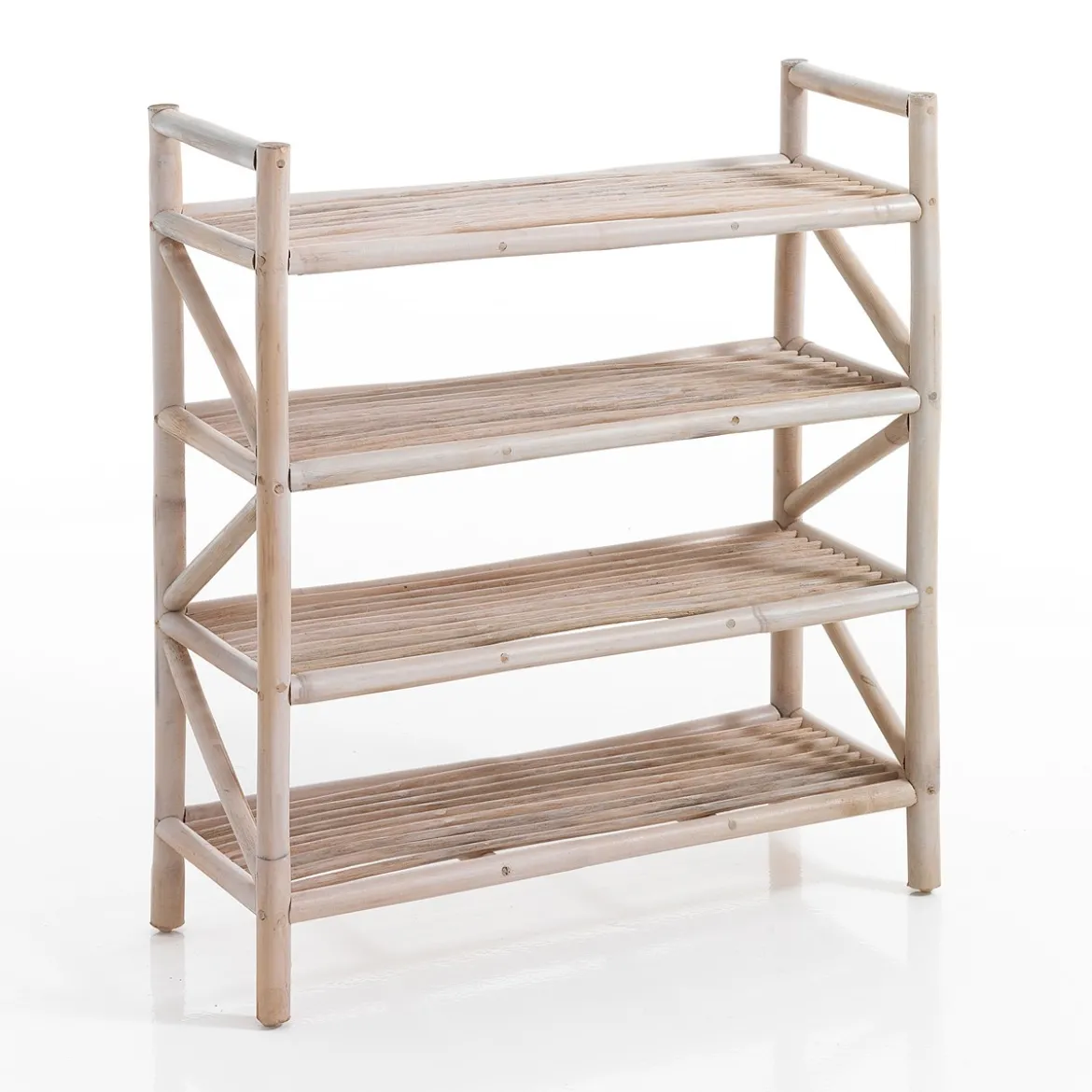 Charu scaffale / libreria 4 ripiani vasto in rattan sbiancato 65x23xh75 cm