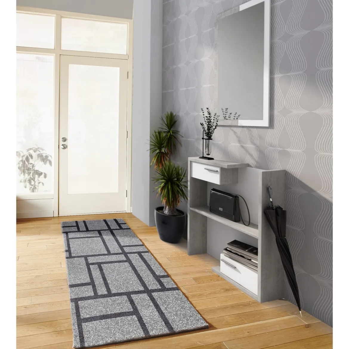 City grey black 10 tappeto corsia 100% polipropilene cm 80 x 150