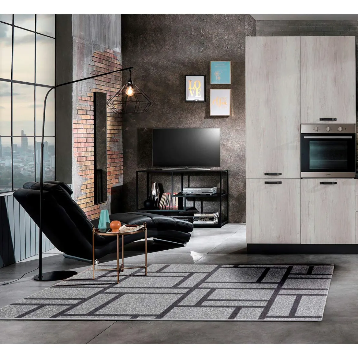 City grey black 11 tappeto 100% polipropilene cm 133 x 190