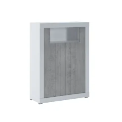Clarke cement mobile alto colonia cement 2 ante grigio cemento e finitura larice bianco 110x42xh144 cm
