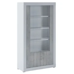 Clarke cement vetrina colonia cement 2 ante vetro e grigio cemento struttura finitura larice bianco 110x42xh191 cm