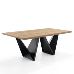 Cleft Oak Tavolo Fisso impiallacciato finitura Rovere e base in metallo nero opaco 200x100 cm