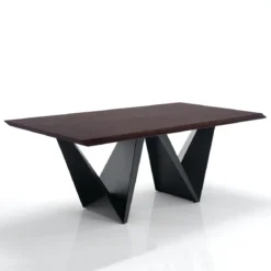 Cleft Tavolo Fisso impiallacciato finitura Noce e base in Metallo verniciato Nero opaco, 200x100 cm