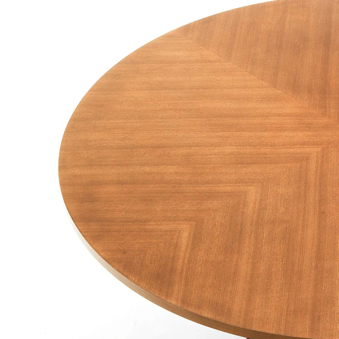 Clew Tavolo Rotondo in Legno impiallacciato finitura Rovere e base in Metallo Nero opaco, diametro 137 cm
