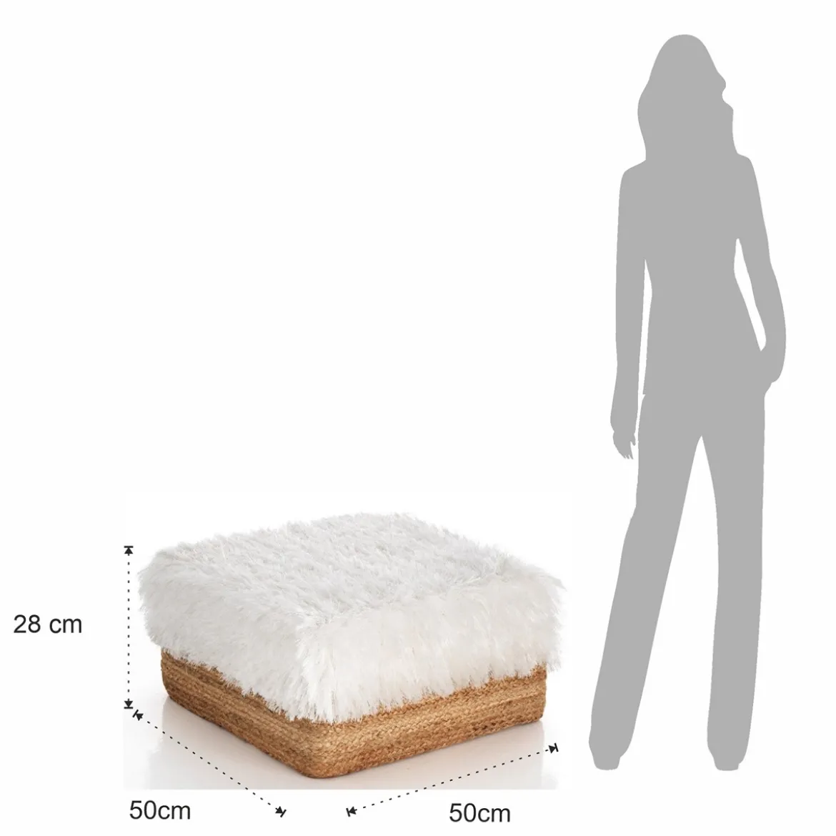 Cloud evo pouf in juta cotone e sintetico 50x50xh28 cm