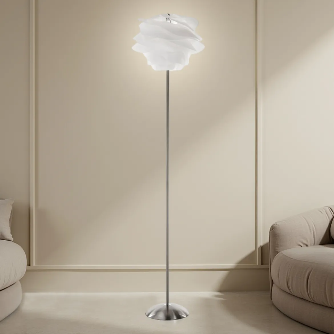 Cloud lampada da terra in polipropilene bianco opaco e acciaio d40 h170 cm