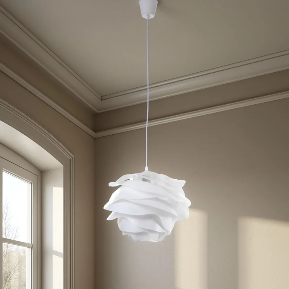 Cloud lampadario in polipropilene bianco opaco con filo regolabile d40 h30 cm