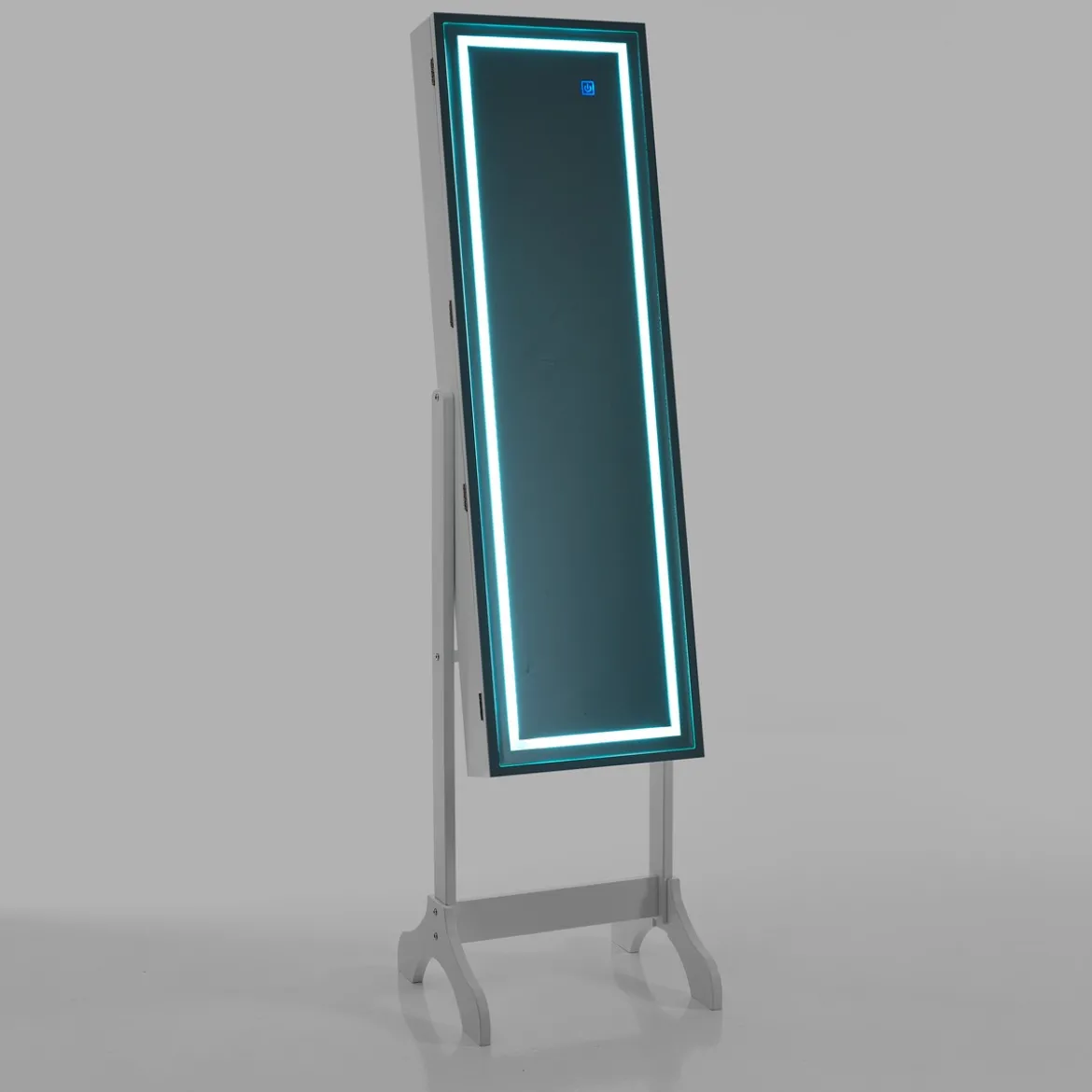 Coffer hollywood specchiera da terra con contenitore luci led accensione touch 41x40 h160 cm