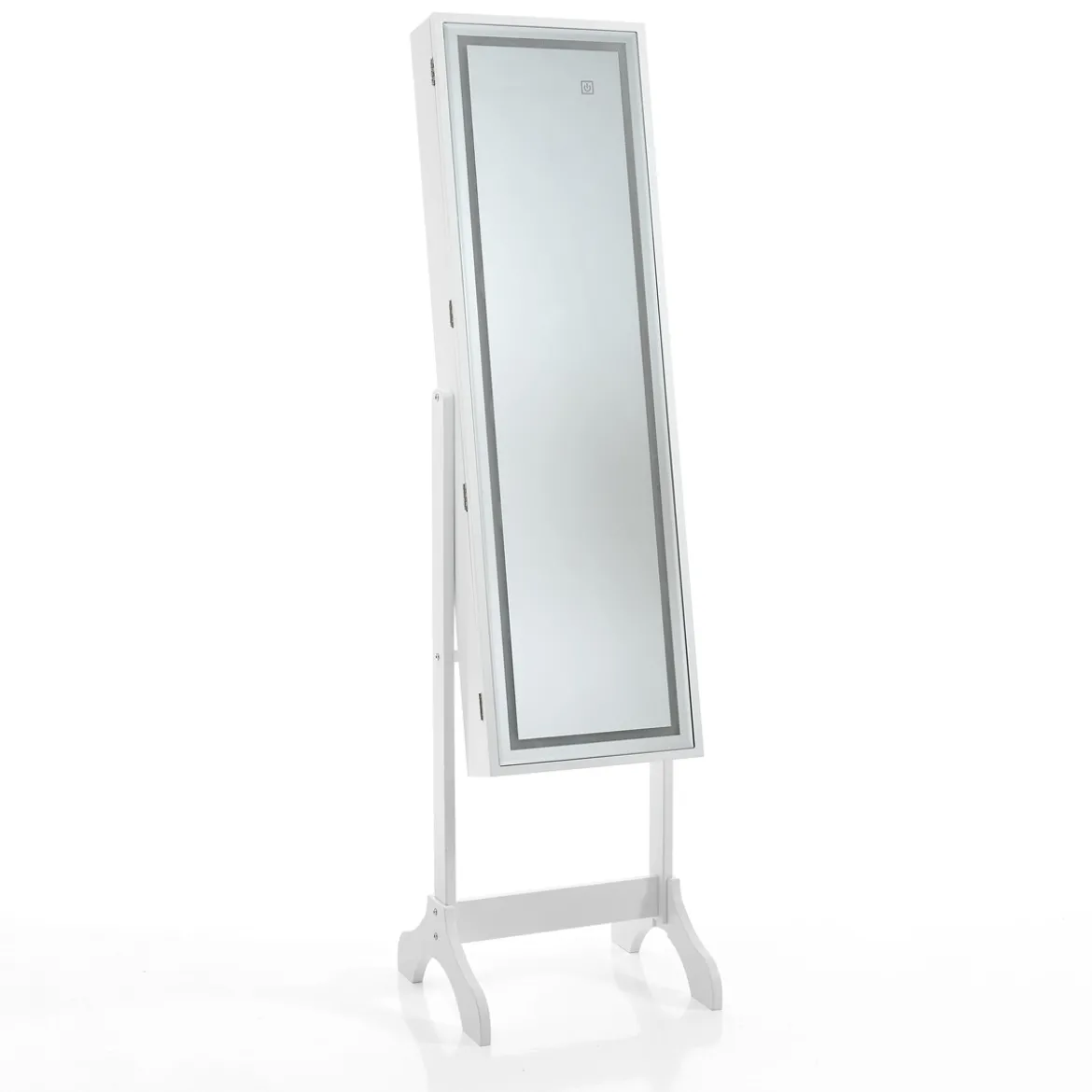Coffer hollywood specchiera da terra con contenitore luci led accensione touch 41x40 h160 cm