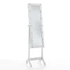 Coffer lux specchiera da terra con contenitore e luci led laccata bianco opaco 38x40 h155 cm