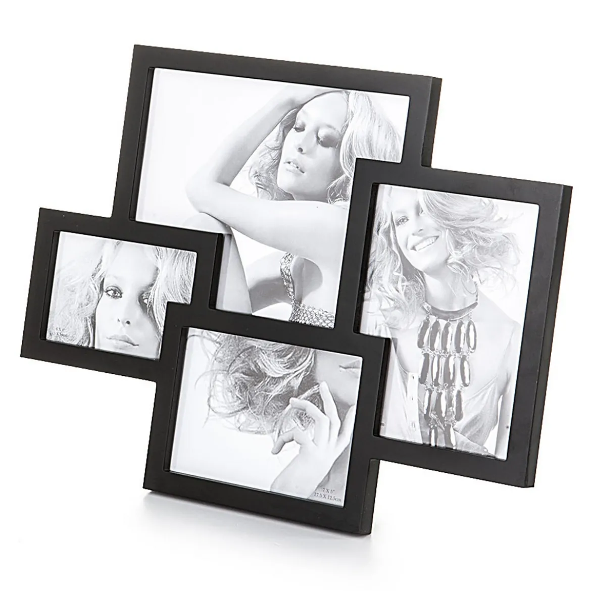 Collage 4 foto portafoto da tavolo colore nero opaco h.36 l.475 p.2 cm