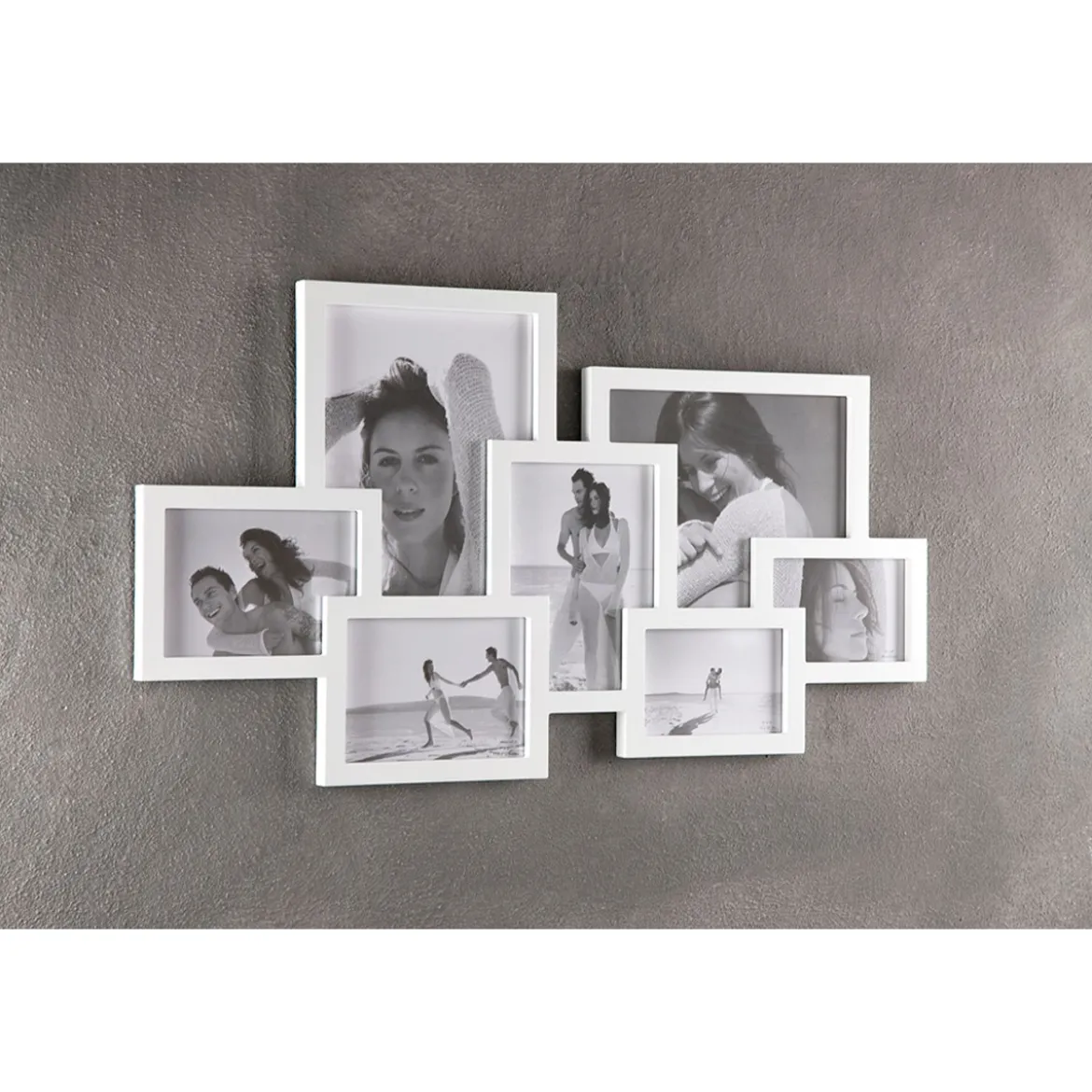 Collage 7f portafoto da muro colore bianco opaco h.41 l.74 p.2 cm