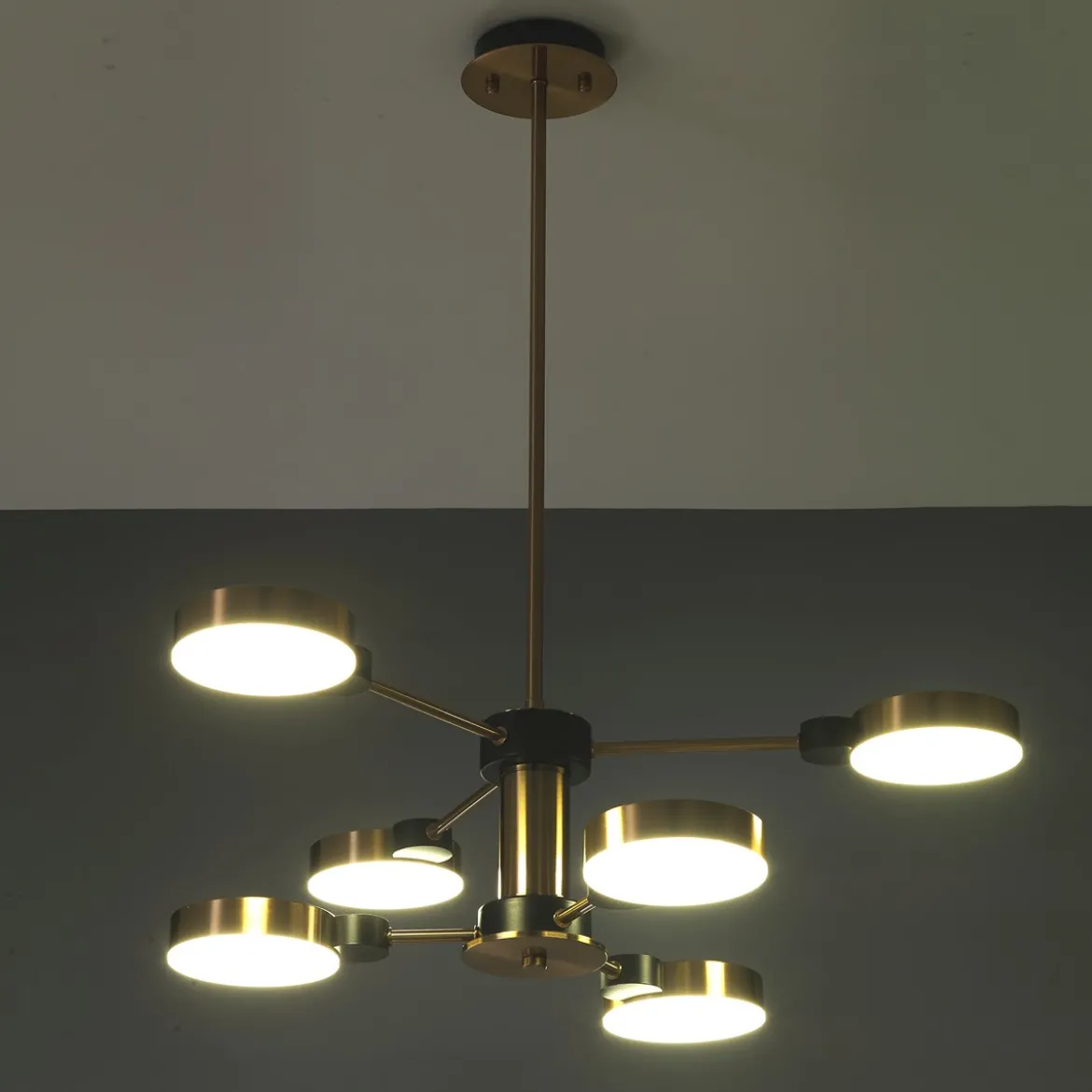 Combo a lampadario led in metallo verniciato ottone d60 h74 cm