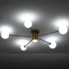 Combo globe lampadario in acciaio verniciato ottone anticato opaco 92x92xh16.5 cm