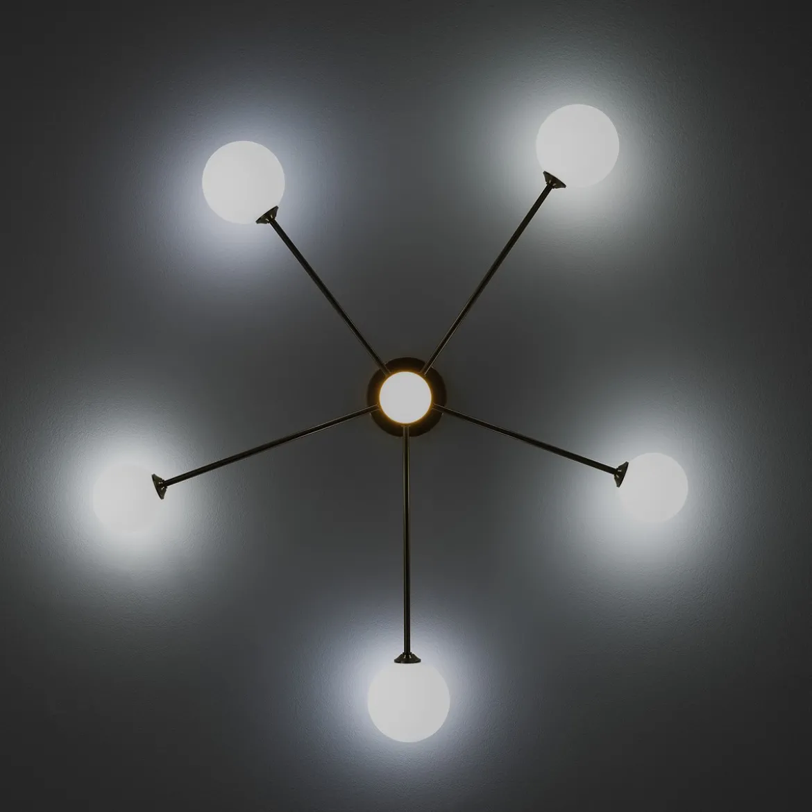 Combo globe lampadario in acciaio verniciato ottone anticato opaco 92x92xh16.5 cm