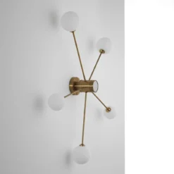 Combo globe lampadario in acciaio verniciato ottone anticato opaco 92x92xh16.5 cm
