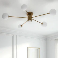 Combo globe lampadario in acciaio verniciato ottone anticato opaco 92x92xh16.5 cm