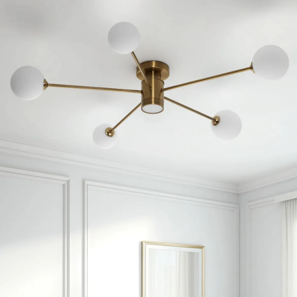 Combo globe lampadario in acciaio verniciato ottone anticato opaco 92x92xh16.5 cm