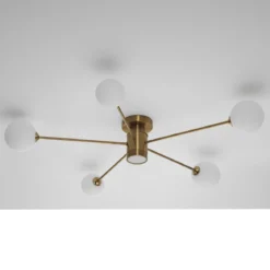 Combo globe lampadario in acciaio verniciato ottone anticato opaco 92x92xh16.5 cm