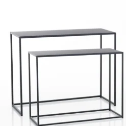 Consolle Doppia THIN in Acciaio Antracite Opaco Grande, 100x40xh77.5 Piccola, 90x38xh67.5 cm