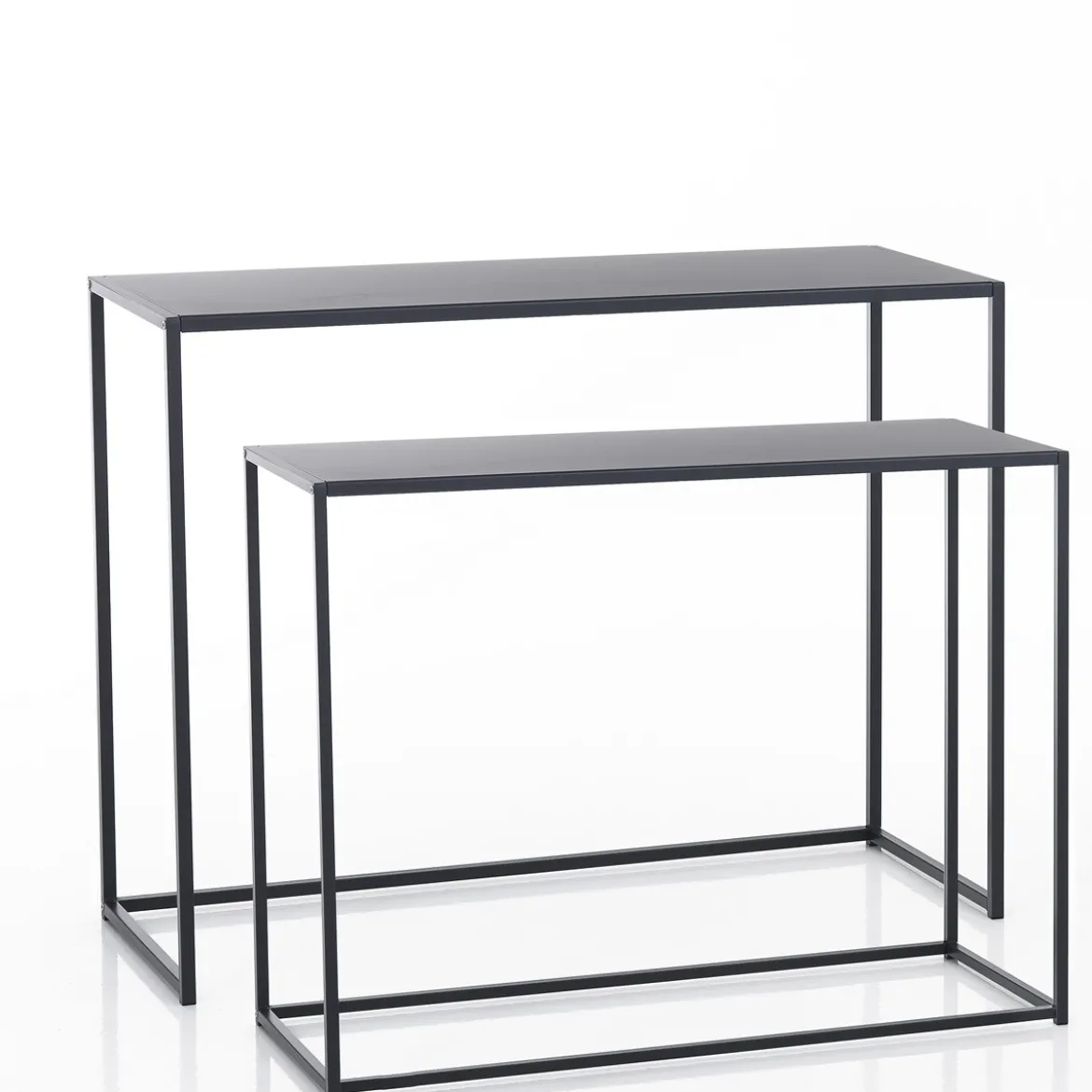 Consolle Doppia THIN in Acciaio Antracite Opaco Grande, 100x40xh77.5 Piccola, 90x38xh67.5 cm