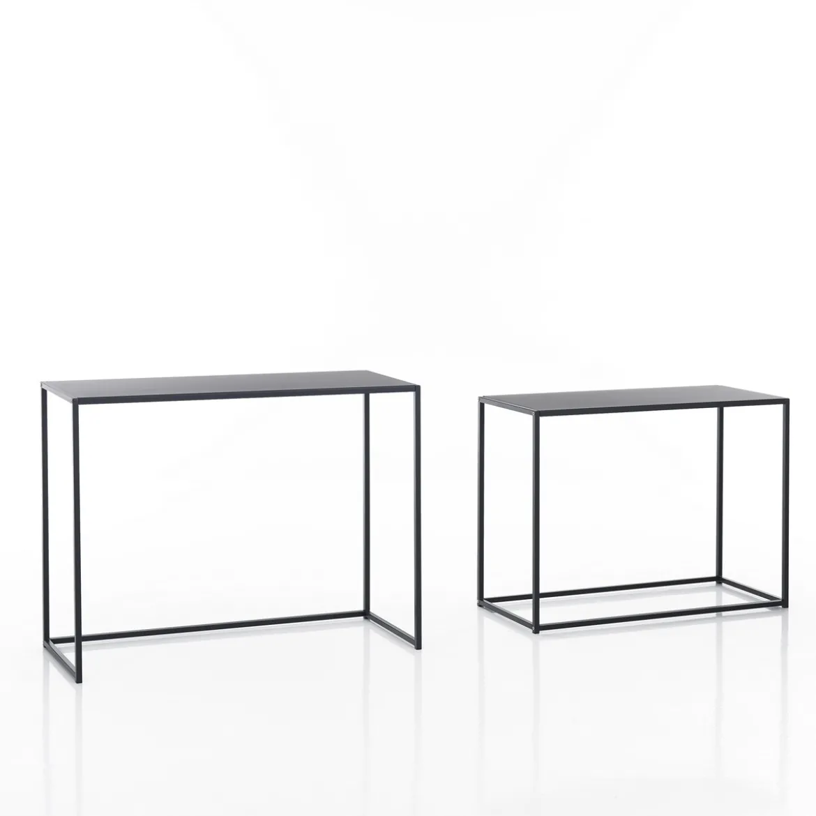 Consolle Doppia THIN in Acciaio Antracite Opaco Grande, 100x40xh77.5 Piccola, 90x38xh67.5 cm
