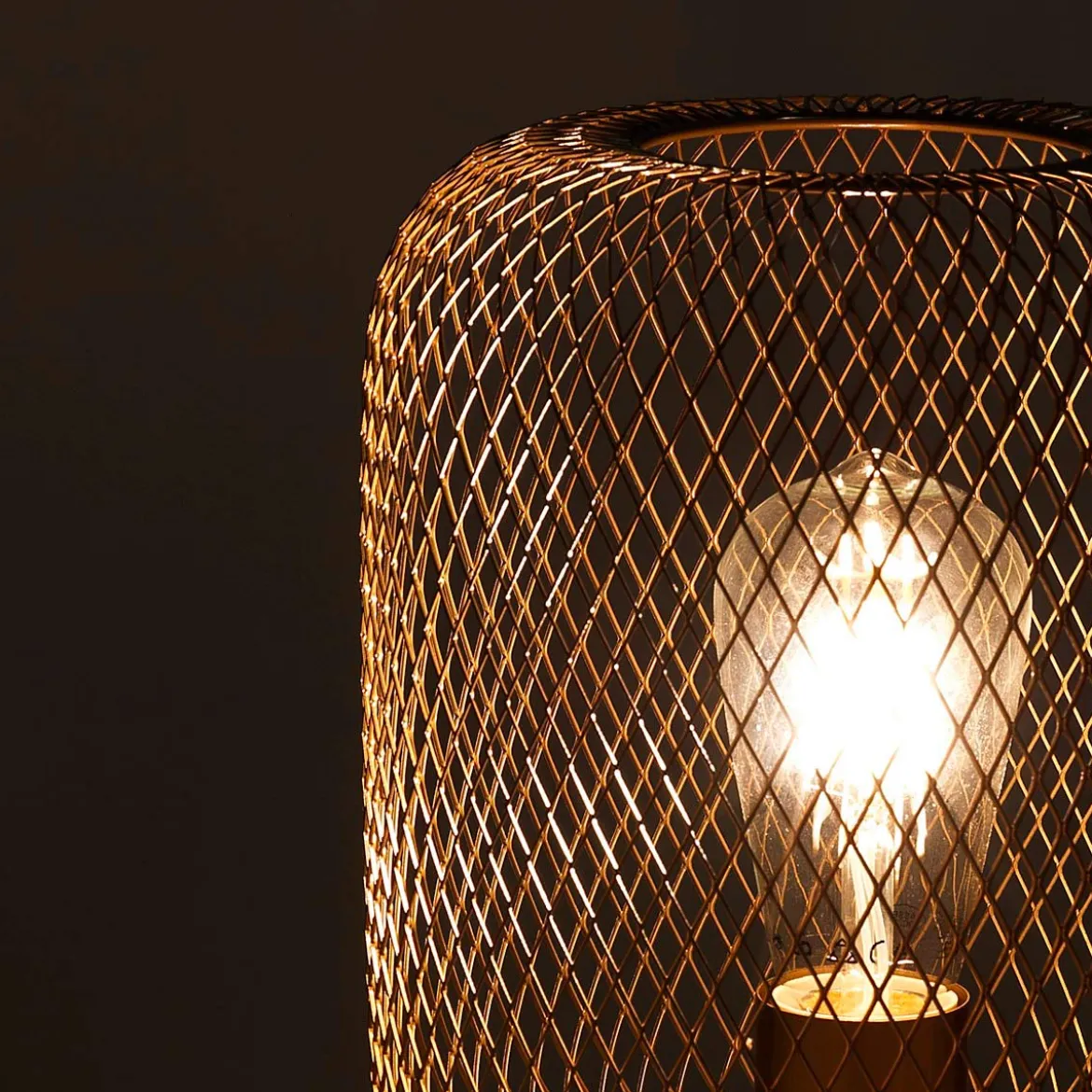 Crate lampada da tavolo in filo di metallo ottone anticato opaco d20 h27 cm
