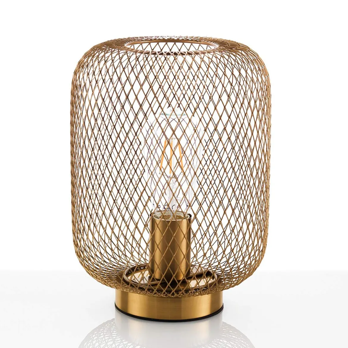 Crate lampada da tavolo in filo di metallo ottone anticato opaco d20 h27 cm