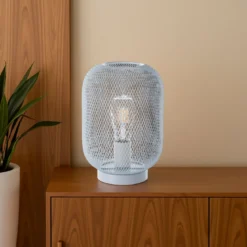 Crate white lampada da tavolo in filo di metallo bianca opaco d20xh27 cm