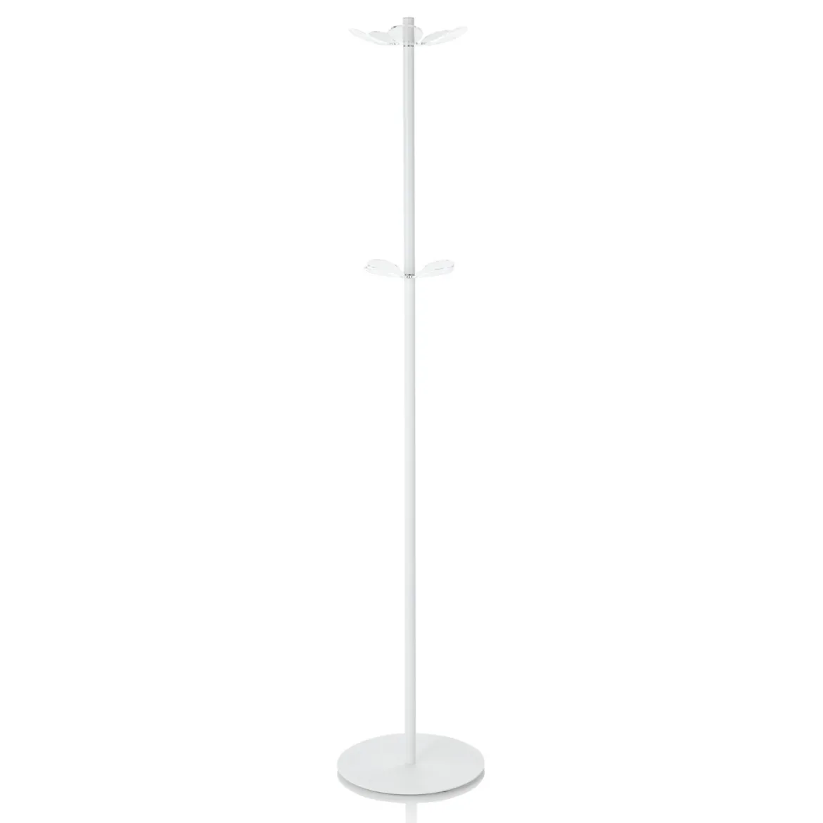 Creta appendiabiti in acciaio bianco opaco pomelli in acrilico trasparente h170xd34 cm