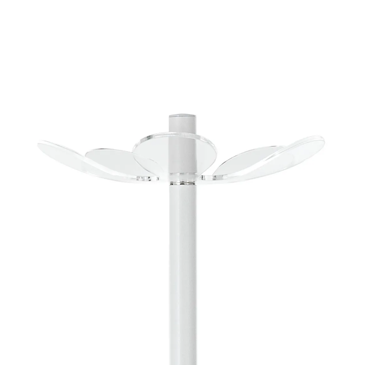 Creta appendiabiti in acciaio bianco opaco pomelli in acrilico trasparente h170xd34 cm