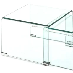 Cristal double set 2 tavolini a ponte in vetro curvato 49x44.5 41x44.5 cm