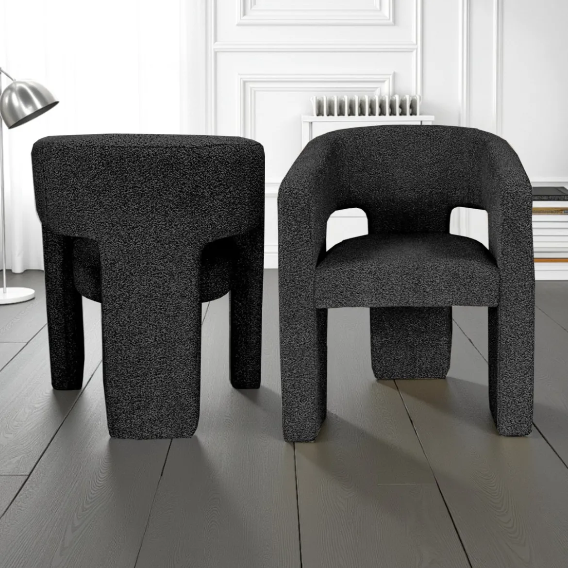 Deddy Dark Grey poltrona imbottita tessuto grigio scuro h70 l63 p60 seduta h50