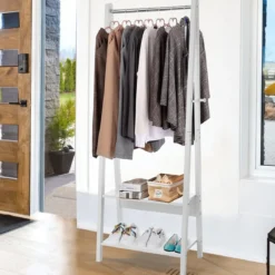 Delia stender laccato bianco opaco co 2 ripiani 66x39xh180 cm