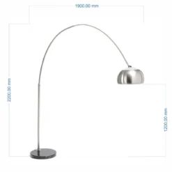 Demo lampada da terra ad arco in metallo satinato base in marmo nero h220x190 cm