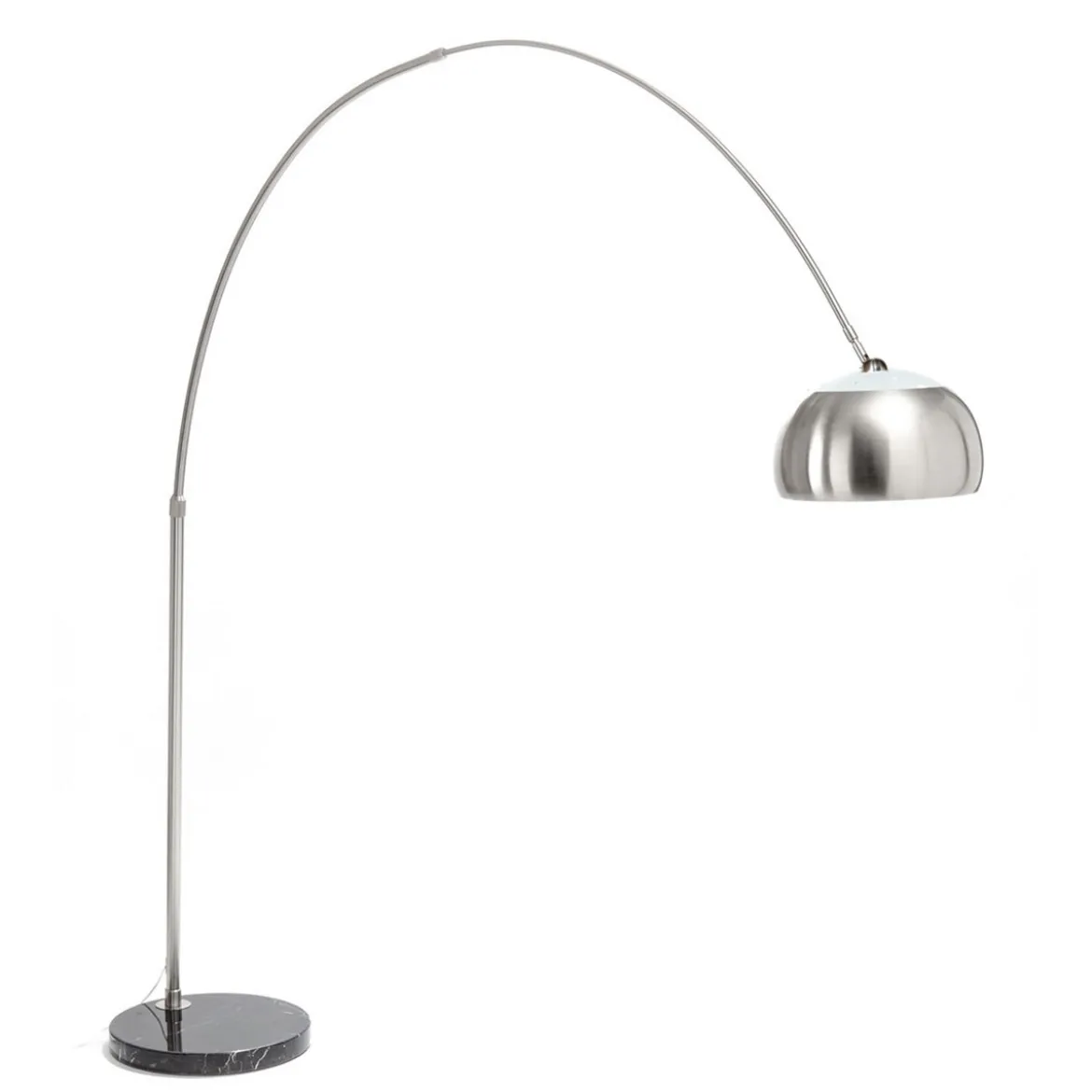Demo lampada da terra ad arco in metallo satinato base in marmo nero h220x190 cm