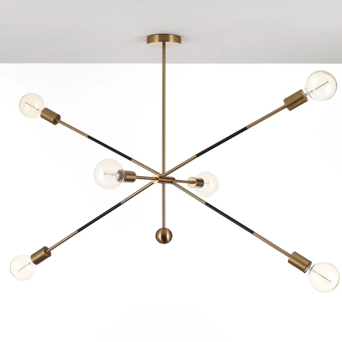 Devon b lampadario in acciaio nero e oro opaco 7 lampade d115xh80 cm
