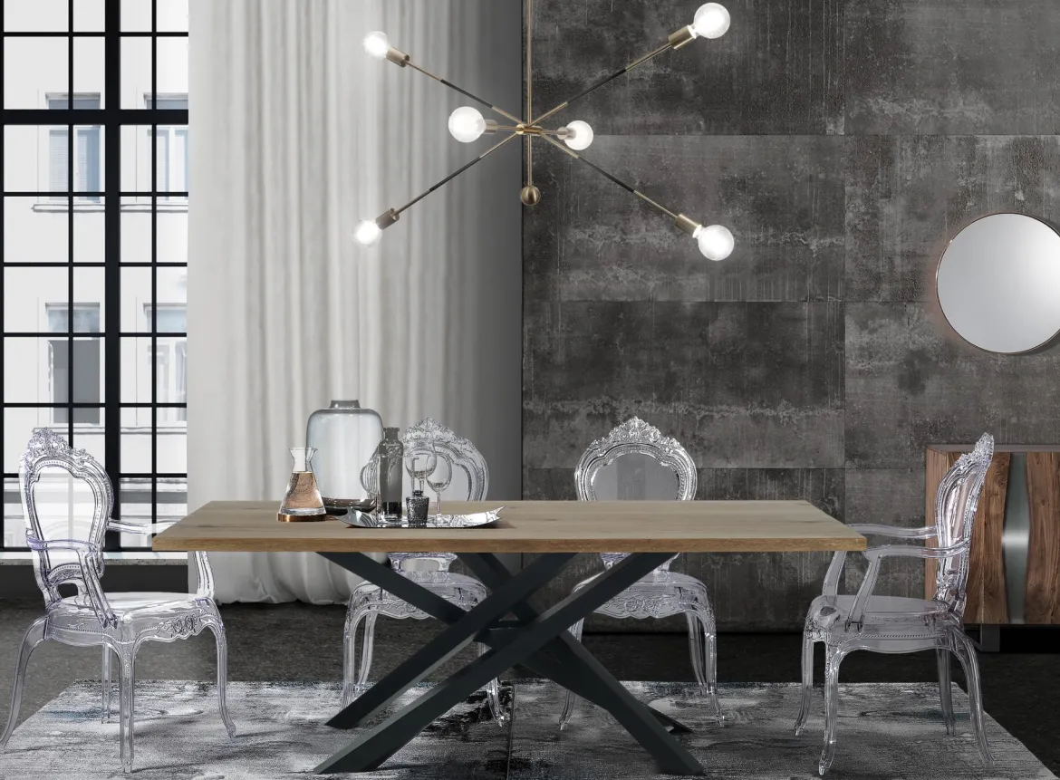 Devon b lampadario in acciaio nero e oro opaco 7 lampade d115xh80 cm
