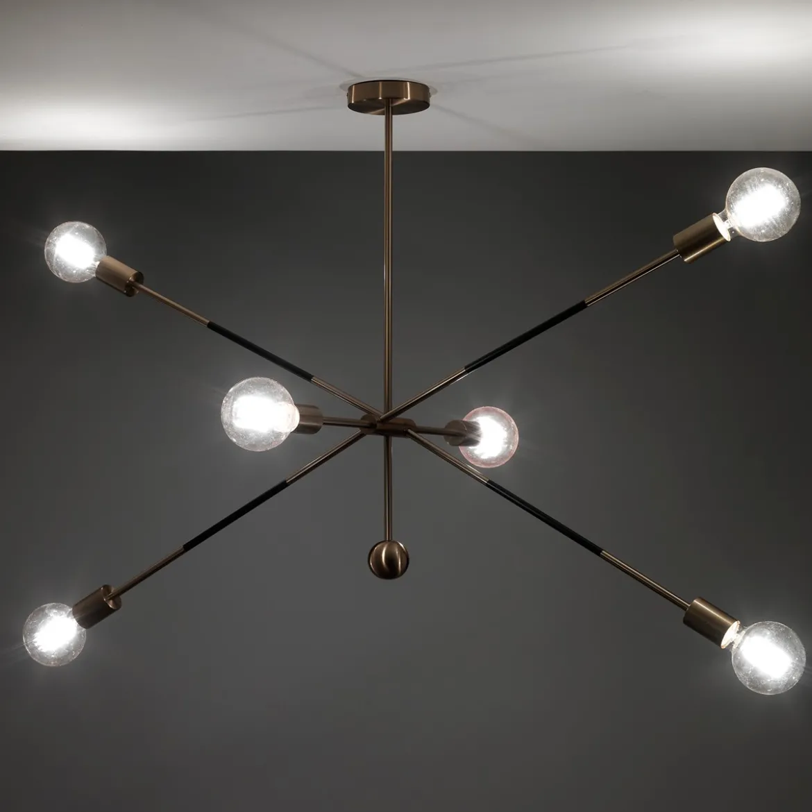 Devon b lampadario in acciaio nero e oro opaco 7 lampade d115xh80 cm
