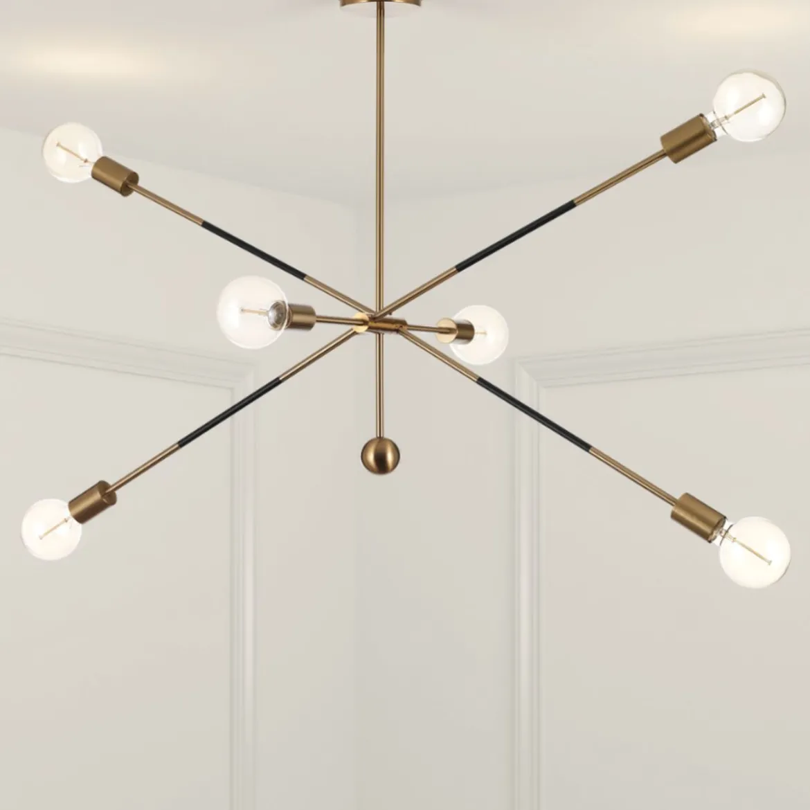 Devon b lampadario in acciaio nero e oro opaco 7 lampade d115xh80 cm