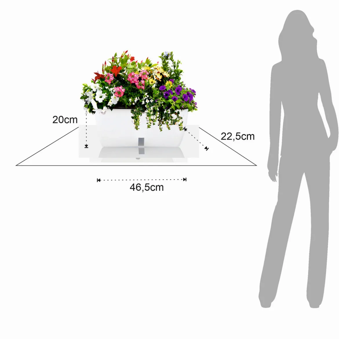 Dhalia big vaso autoinnaffiante per esterno e interno bianco lucido 46.5x22.5xh20 cm