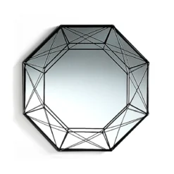 Diamond specchiera da parete in metallo verniciato nero opaco dimensione 45x8 h45 cm