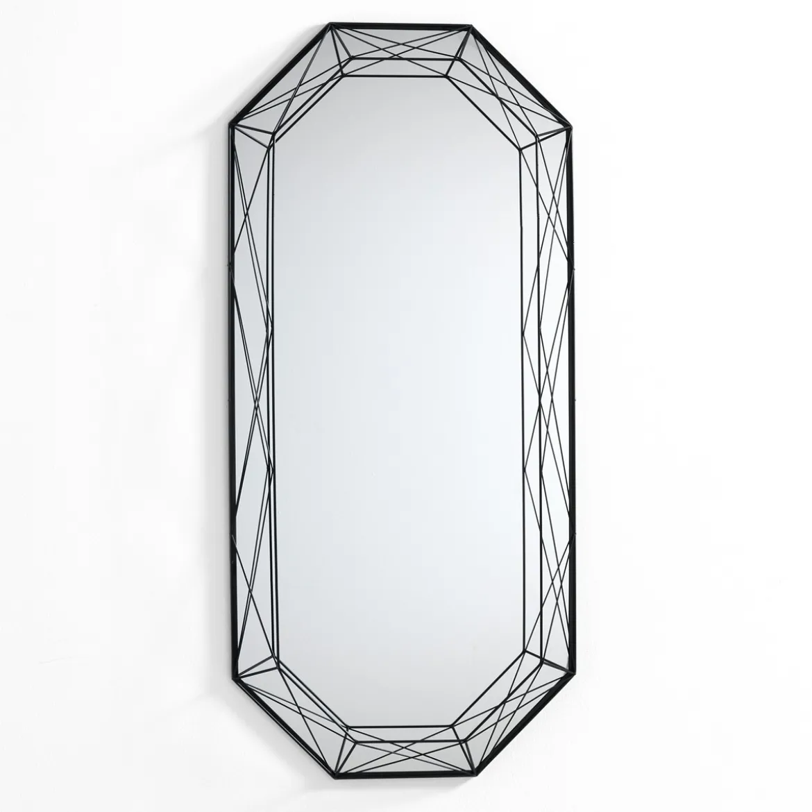 Diamond 120 specchiera da parete in metallo verniciato nero opaco dimensione 55x8 h120 cm