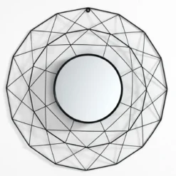 Diamond 70 specchiera da parete in metallo verniciato nero opaco d68x5 cm